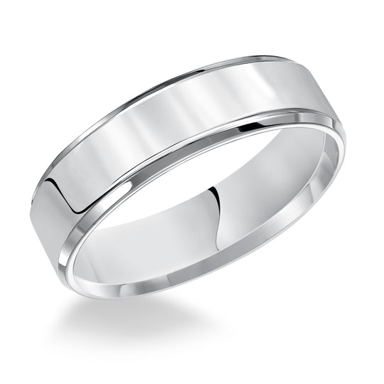 01-FBIR050-G.01 - Goldman - This Comfort Fit, wedding band is crisp and contemporary featuring a high polished beveled edge design