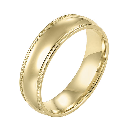01-LDMIR040-G.00 - Goldman - Classic styling is infused into this low-dome, Comfort Fit wedding band design featuring a high polished finish with delicate milgrain detailing