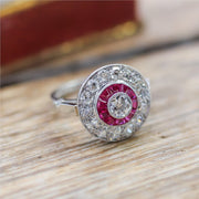 Platinum Diamond and Ruby Engagement Ring