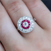 Platinum Diamond and Ruby Engagement Ring