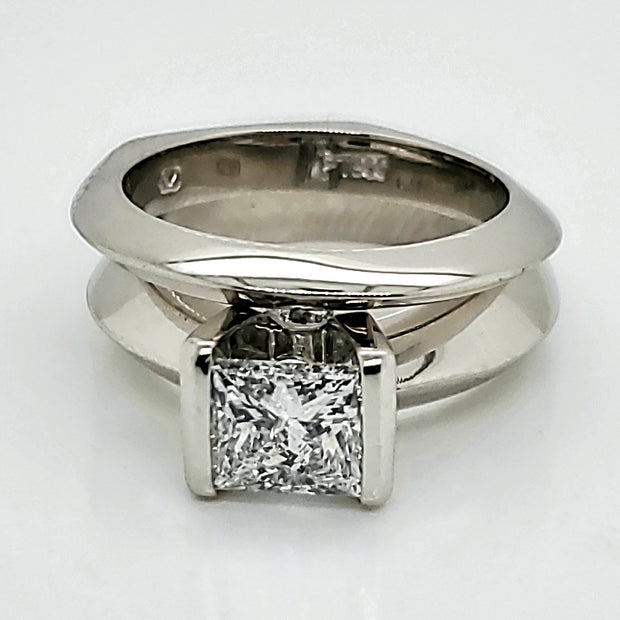 Platinum 1.10 Carat Princess Cut Diamond Wedding Set