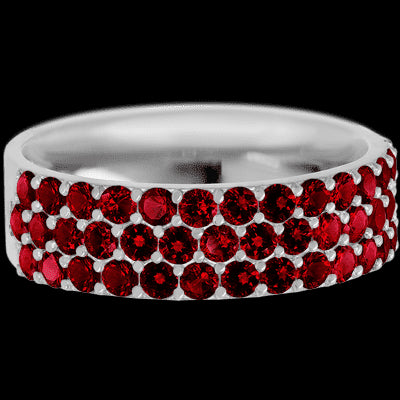 10K White Gold band with 43 Round Dark Ruby having TCW-1.29