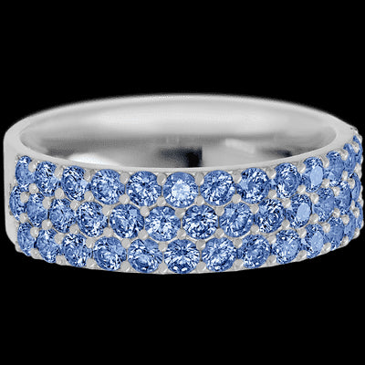 10K White Gold band with 43 Round Denim Sapphire having TCW-1.29