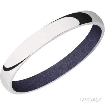 3 mm wide Domed 10K White Gold band featuring a Crushed Orchid sleeve.