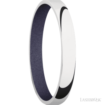 3 mm wide Domed 10K White Gold band featuring a Crushed Orchid sleeve.