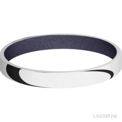 3 mm wide Domed 10K White Gold band featuring a Crushed Orchid sleeve.
