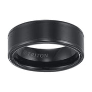 11-2118BC-G.01 - Goldman - Tungsten Carbide Satin Finish Flat Center with Bright Polish Round Edges Comfort Fit Wedding Band