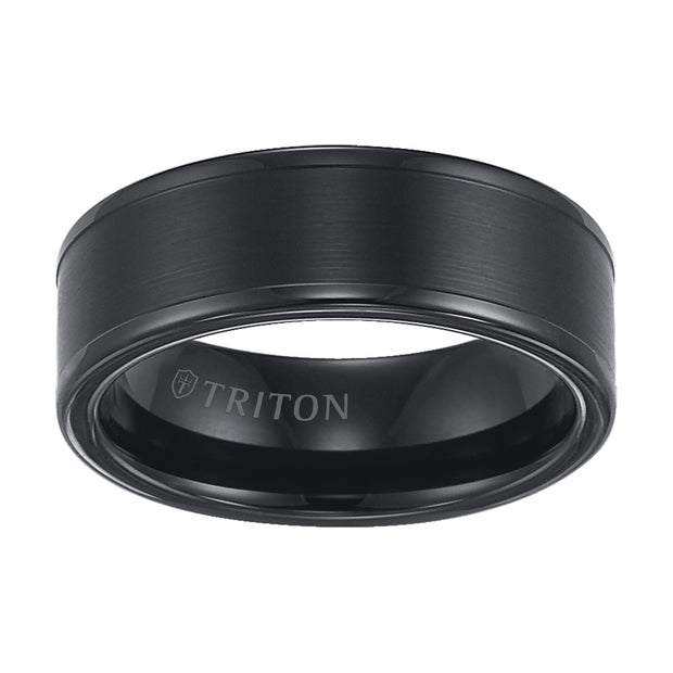 11-2118BC-G.01 - Goldman - Tungsten Carbide Satin Finish Flat Center with Bright Polish Round Edges Comfort Fit Wedding Band