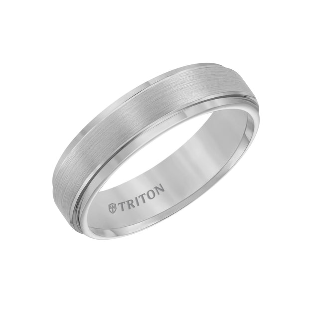 11-2133C-G.00 - Goldman - 6mm Classic Tungsten Carbide Satin Finish Flat Center with Bright Step Edge Comfort Fit Band.