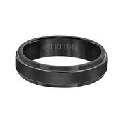 6mm Black Tungsten Carbide Satin Finish Flat Center with Bright Step Edge Comfort Fit Band.