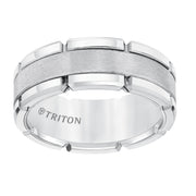 11-5252RHC-G.00 - Goldman - 8MM Rose Tungsten Carbide Flat Comfort Fit Band W/Brush Center & Bright Rims