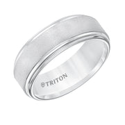 11-5732HC-G.00 - Goldman - 8mm White Tungsten Band W/ A Double Stepped Edge & Satin Center W/Bright Edges