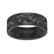 11-5810BC-G.00 - Goldman - 8MM Comfort Fit Black Tungsten Carbide with Black 3K Carbon Fiber Insert Center & Bright Rims