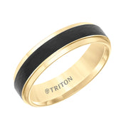 11-5981YBC6-G.00 - Goldman - Tungsten Carbide Comfort Fit Two Tone Mens Band with Black Crystalline Finish Center and Yellow Step Edge