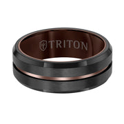 Brush Finish Step Edge Contemporary Wedding Band
