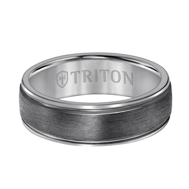 7MM Tantalum Ring -  Chyrstalline Finish Dome with Edge Lines