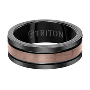8MM Espresso Tungsten Carbide Ring - Brushed Center Finish