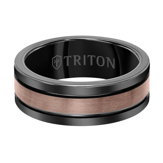 8MM Espresso Tungsten Carbide Ring - Brushed Center Finish