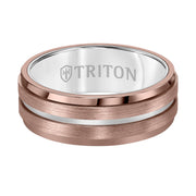 8MM Espresso Tungsten Carbide Ring - Satin Finish with Center Line