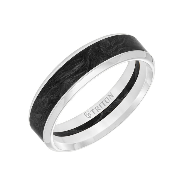 11-6177YF7-G.00 - Goldman - Bevel Edge Forged Carbon Contemporary Wedding Band