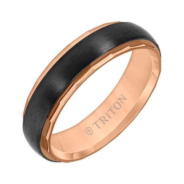 11-6221T6RB-G.00 - Goldman - 6MM Titanium Ring with Satin Finish and Faceted Edge