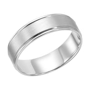 Stylish yet understated, this Comfort Fit wedding band features a brushed finish and round edges