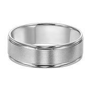 Stylish yet understated, this Comfort Fit wedding band features a brushed finish and round edges