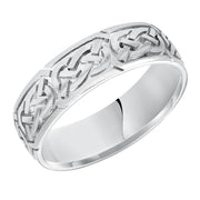 11-7159W-G.00 - Goldman - This finely crafted, Comfort Fit wedding band features an exquisite Celtic knot design, satin finish and flat edges to complete the look