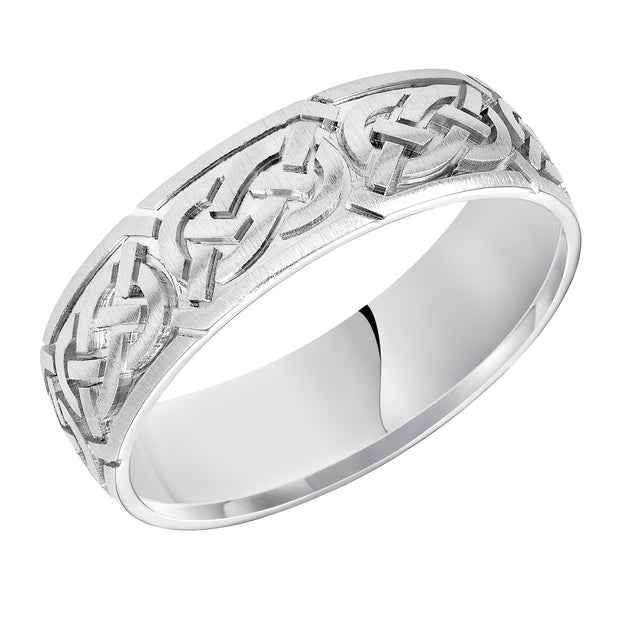 11-7159W-G.00 - Goldman - This finely crafted, Comfort Fit wedding band features an exquisite Celtic knot design, satin finish and flat edges to complete the look