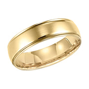Mens wedding band with Brush finish and round edges with low dome profile