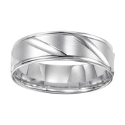 11-8270P-G.00 - Goldman - This Comfort Fit, wedding band features a flat, satin finish with modern, diagonal cuts and round edges for a unique look