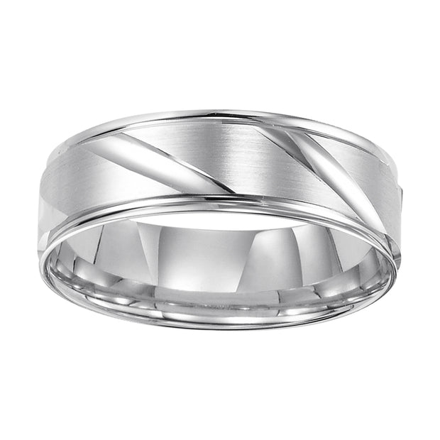 11-8270P-G.00 - Goldman - This Comfort Fit, wedding band features a flat, satin finish with modern, diagonal cuts and round edges for a unique look