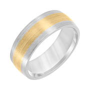 Dome Roll Edge Carved Wedding Band