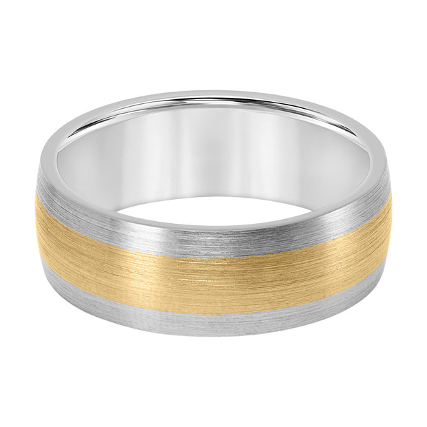 Dome Roll Edge Carved Wedding Band