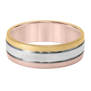 Lowdome Flat Edge Carved Wedding Band