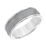 11-8770W7-G.00 - Goldman - Mens Band with Black Rodium Center with Chevron Texture and Bright Round Edge