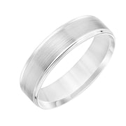 Mens Comfort Fit Wedding Band with Flat Serrated Brush Finish and Polished Bevel Edge