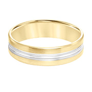 Mens Comfort Fit Wedding Band with Brush Finish and Polished Center Cut