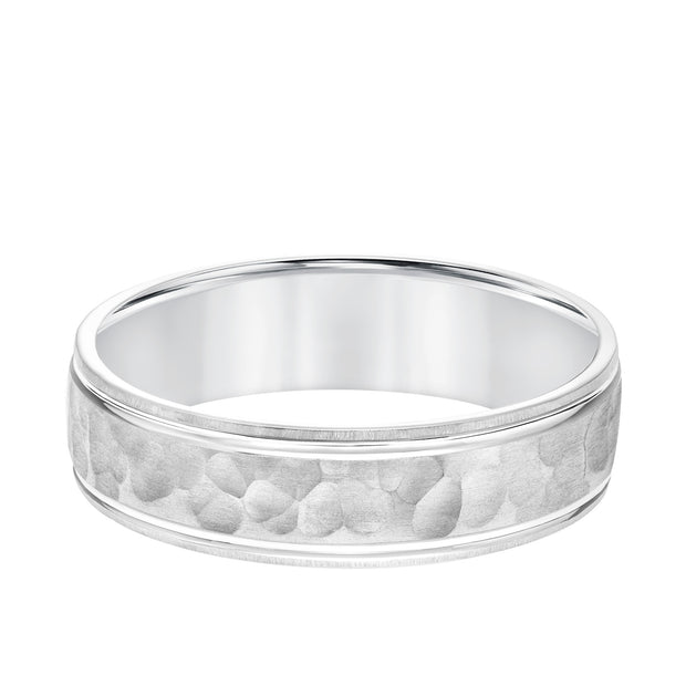 11-8856W6-G.00 - Goldman - Mens Comfort Fit Wedding Band with Brush Stone Finish and Polished Side Lines