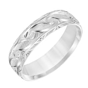 Mens Comfort Fit Wedding Band with Brush Finish and Swiss Cut Design
