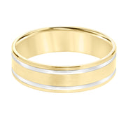 Mens Comfort Fit Wedding Band with Brush Finish and Polished Side Lines