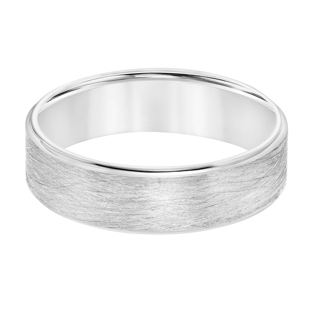 Ladies Comfort Fit Wedding Band with Wire Finish and Polished Round Edge