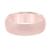 Mens Comfort Fit Wedding Band with Dome Profile and Soft Sand Wire Finish