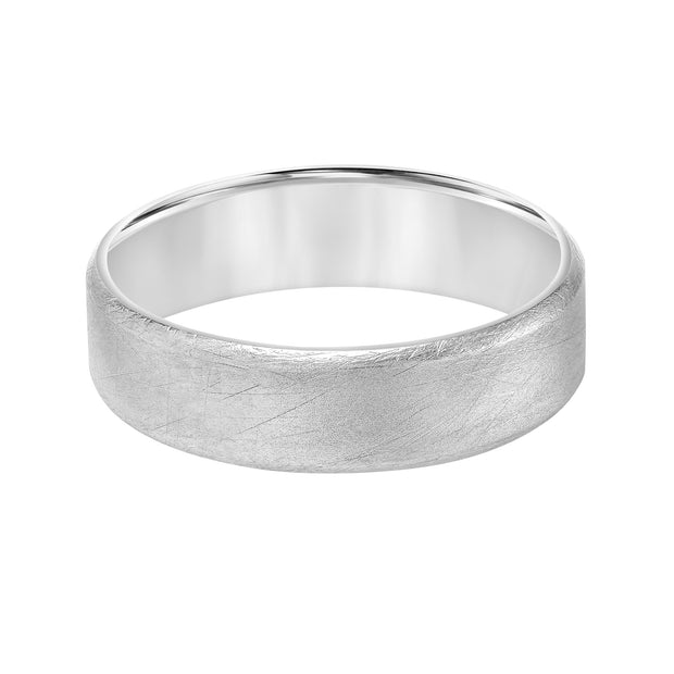 Mens Comfort Fit Wedding Band with Flat Profile and Crystaline Finish
