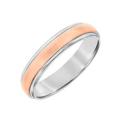 Low Dome Round Edge Carved Wedding Band
