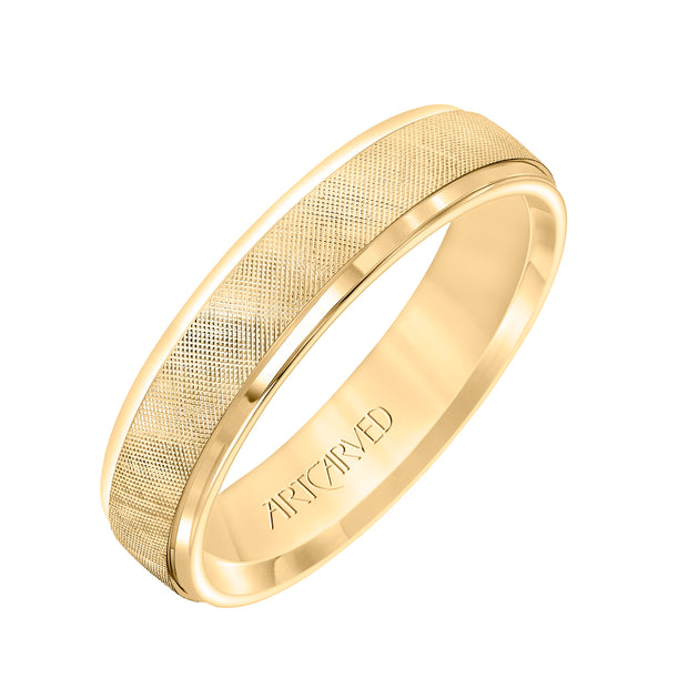 11-WV3900-G.00 - Goldman - Comfort Fit, engraved wedding band with textured design, milgrain and rolled edges