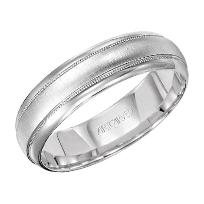 11-WV5014W-G.00 - Goldman - Comfort Fit wedding band with brushed finish, milgrain and rolled edges