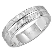 11-WV7365W-G.00 - ARTCARVED - Comfort Fit engraved wedding band with polished center groove Please note hand hammered styles will have slight variations due to the nature of the manufacturing process