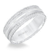 11-WV8641W7-G.00 - Goldman - Mens wedding band with satin finish and milgrain edge, rope treatment on top and the sides with flat profile.