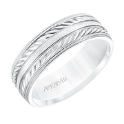11-WV8671W7-G.00 - Goldman - 7MM Comfort Fit Wedding Band with a Wheat Motif and Milgrain Accent with Milgrain Edges